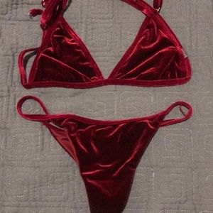 New velvet thong bikini